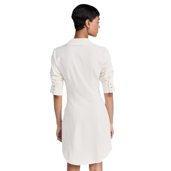 Cinq à Sept - Mini Elina Elegant White Ruched Shirt Dress Sz 14 - Picture 2 of 10